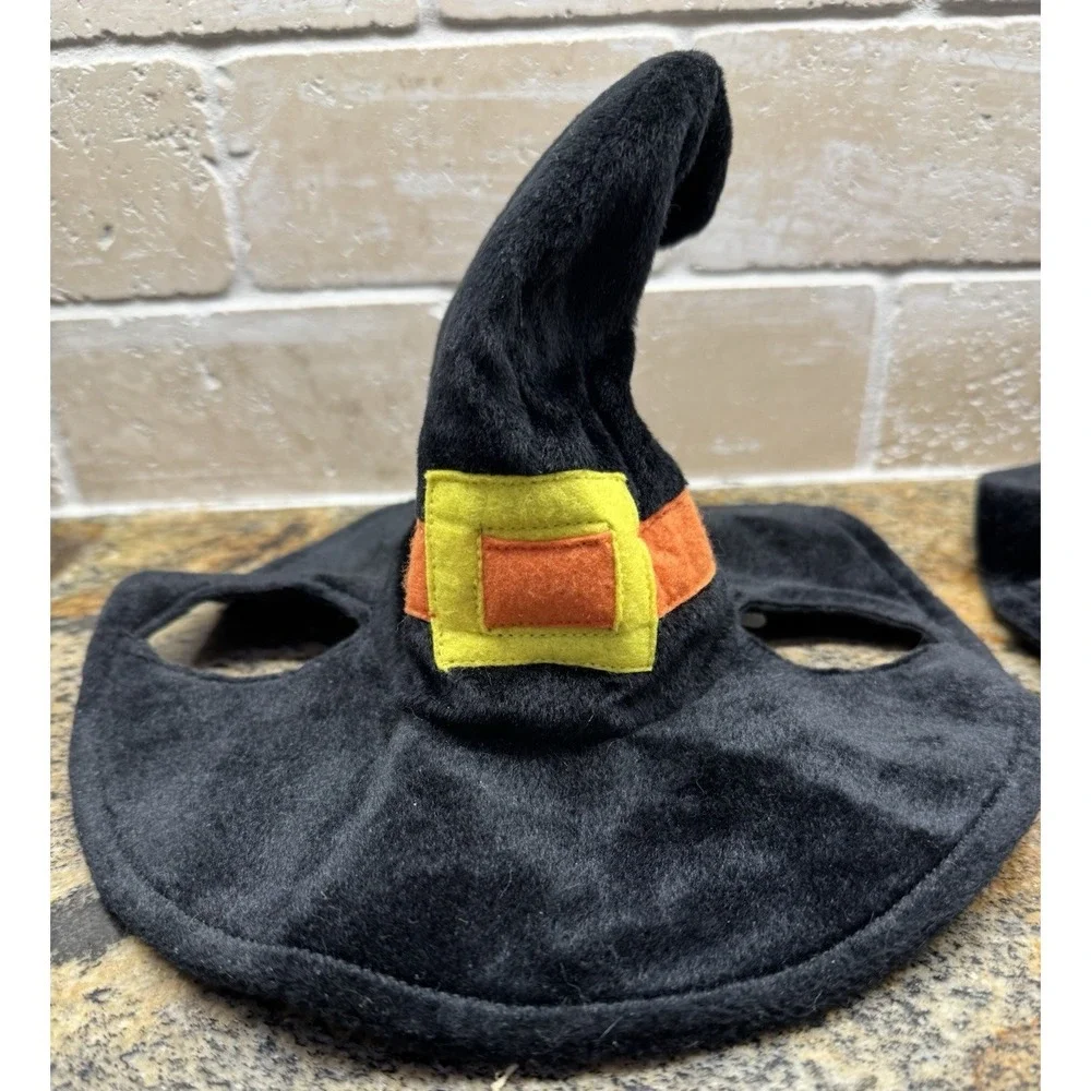 Plush Puppies Halloween Witch Hat Black Orange Pet Costume Dress Up (2) Sm/MD.‎